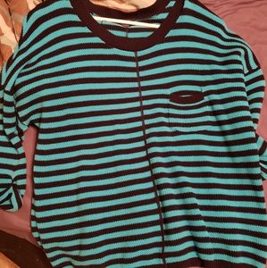 Blue and black striped sweater